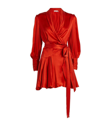 ZIMMERMANN Red silk mini wrap dress Size 1 S small ladies