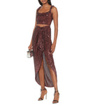 Balmain Current Collection Sequin Cropped Top And Skirt Set Size F 38 ladies