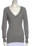 ENZA COSTA Cashmere Cotton Fitted Cuffed V Neck Sweater Knit Size XS ladies