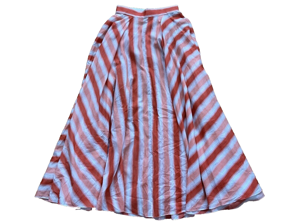 AZZEDINE ALAÏA ALAIA Cotton Striped Maxi Long Skirt F 36 XS ladies