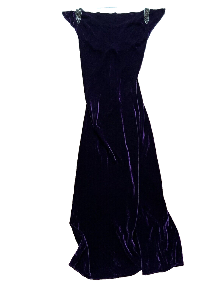 ralph lauren purple velvet dress Ralph Lauren Deep Purple Aubergine Rich Velvet Party Dress 4 V-Neck Twirl Skirt