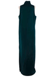 G. LABEL by Goop Nneoma Marine Green Satin High Neck Slit Maxi Gown Dress Size 0 ladies