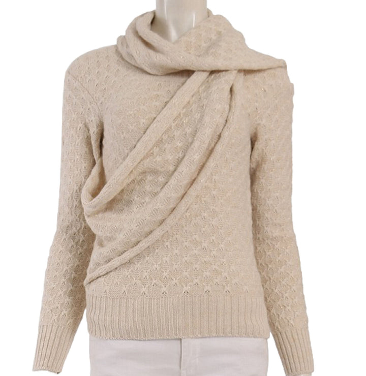 CHANEL Bombay Alpaca Including Scarf Knit Open Sweater Jumper F 42 UK 14 US 10 ladies