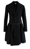 AZZEDINE ALAÏA ALAIA Wool Leather Trim Coat Fit & Flare F 38 US 6 UK 10 ladies