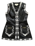 Gucci Black Faux Leather Sleeveless Jacket Vest Waistcoat Size XS I 38 ladies