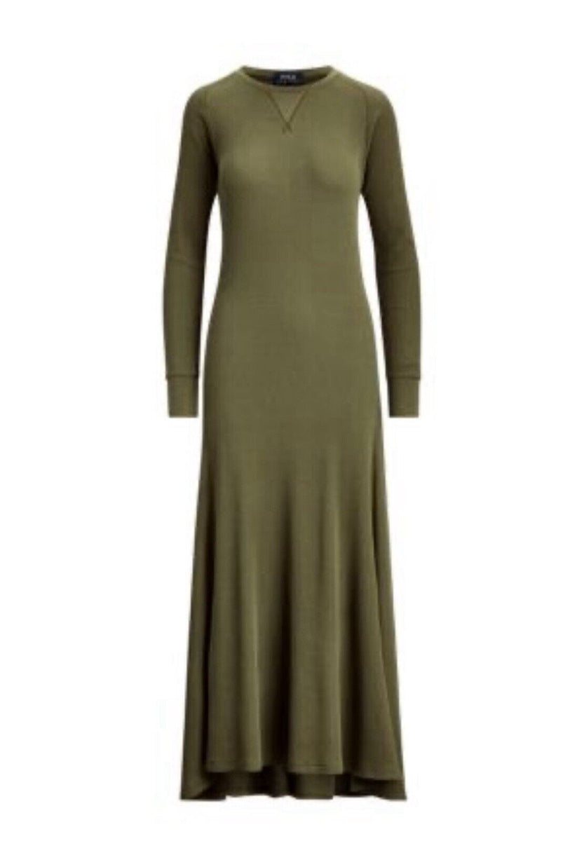 Ralph Lauren Women's Waffle-Knit Henley Dress - Size S in Defender Green Ralph Lauren Women's Waffle-Knit Henley Dress - Size S in Defender Green