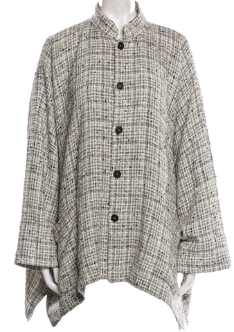 ESKANDAR Grey Tweed Blend Oversized Jacket Shirt Size One Size Fits All ladies