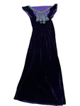 Ralph Lauren Collection Beaded Embellished Midi Dress Purple Velvet US 6 UK 10 ladies