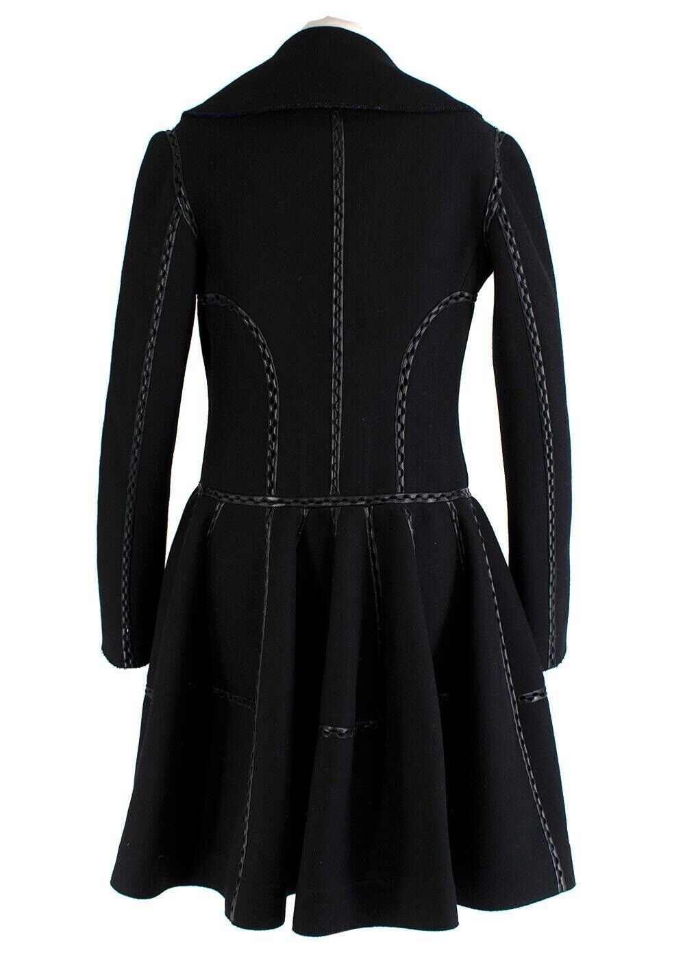 AZZEDINE ALAÏA ALAIA Wool Leather Trim Coat Fit & Flare F 38 US 6 UK 10 ladies