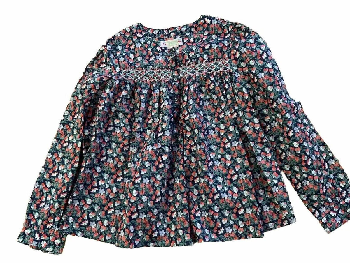 BONPOINT Girls’ Flowers Liberty Print Hand Embroidered BLOUSE SIZE 10 YEARS children