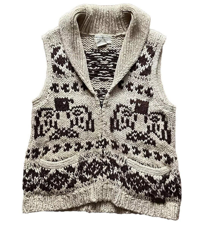 Ralph Lauren Denim & Supply Intarsia Linen Cotton Knit Vest Gilet Size M Medium ladies