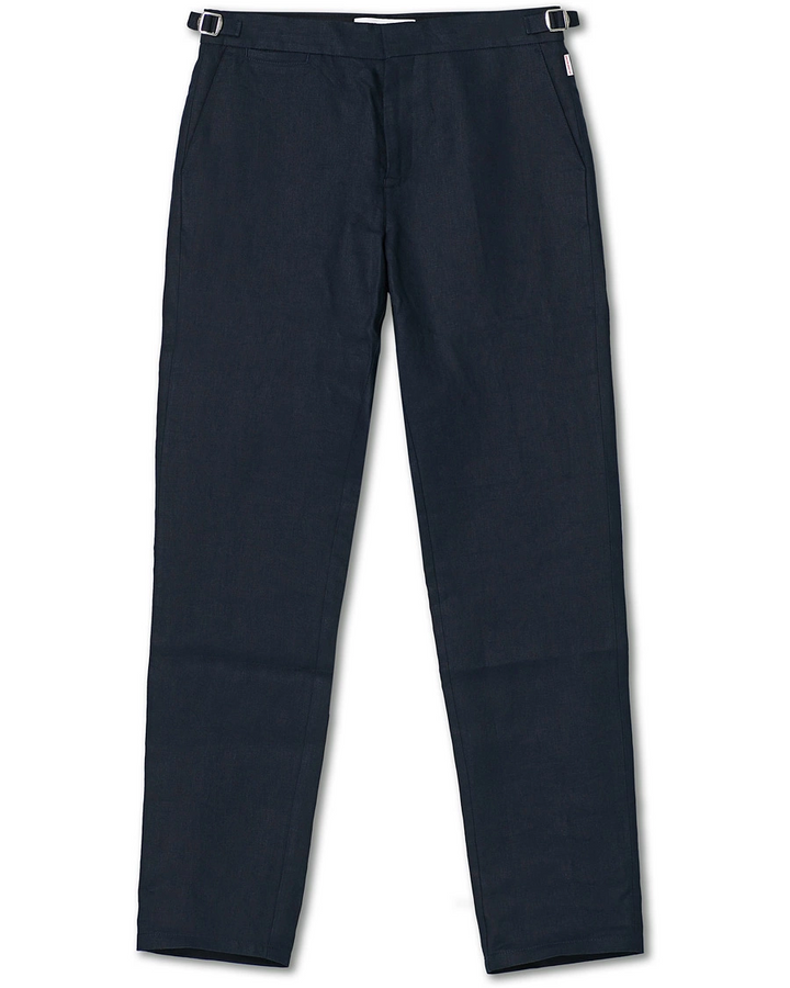 ORLEBAR BROWN Navy Griffon Slim-Fit Linen Trousers Pants Size 34 men