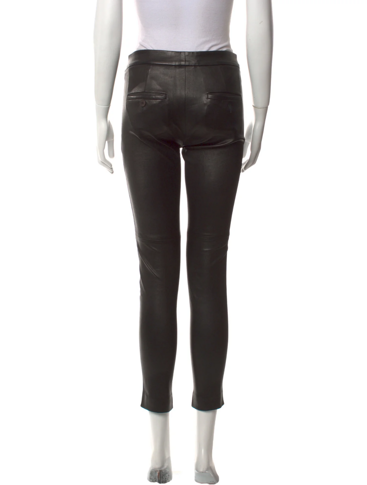 BRUNELLO CUCINELLI BLACK LEATHER CROPPED TROUSERS PANTS SIZE I 40 US 4 UK 8 ladies