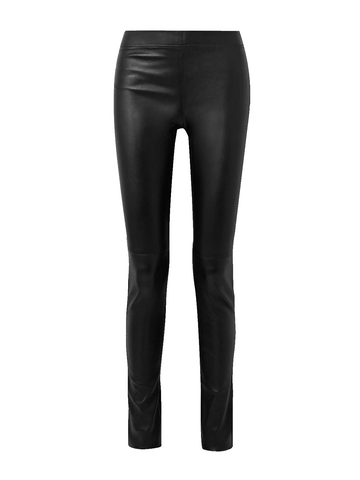 JOSEPH Leather Lambskin Panel & Gab Stretch leggings trouser Size F 38 UK 10 US 6 ladies