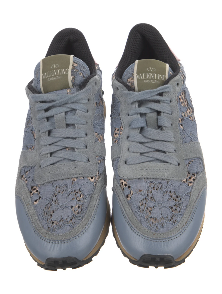 Valentino Rockrunner Lace Suede Printed Sneakers Trainers Size 38 UK 5 US 8 ladies