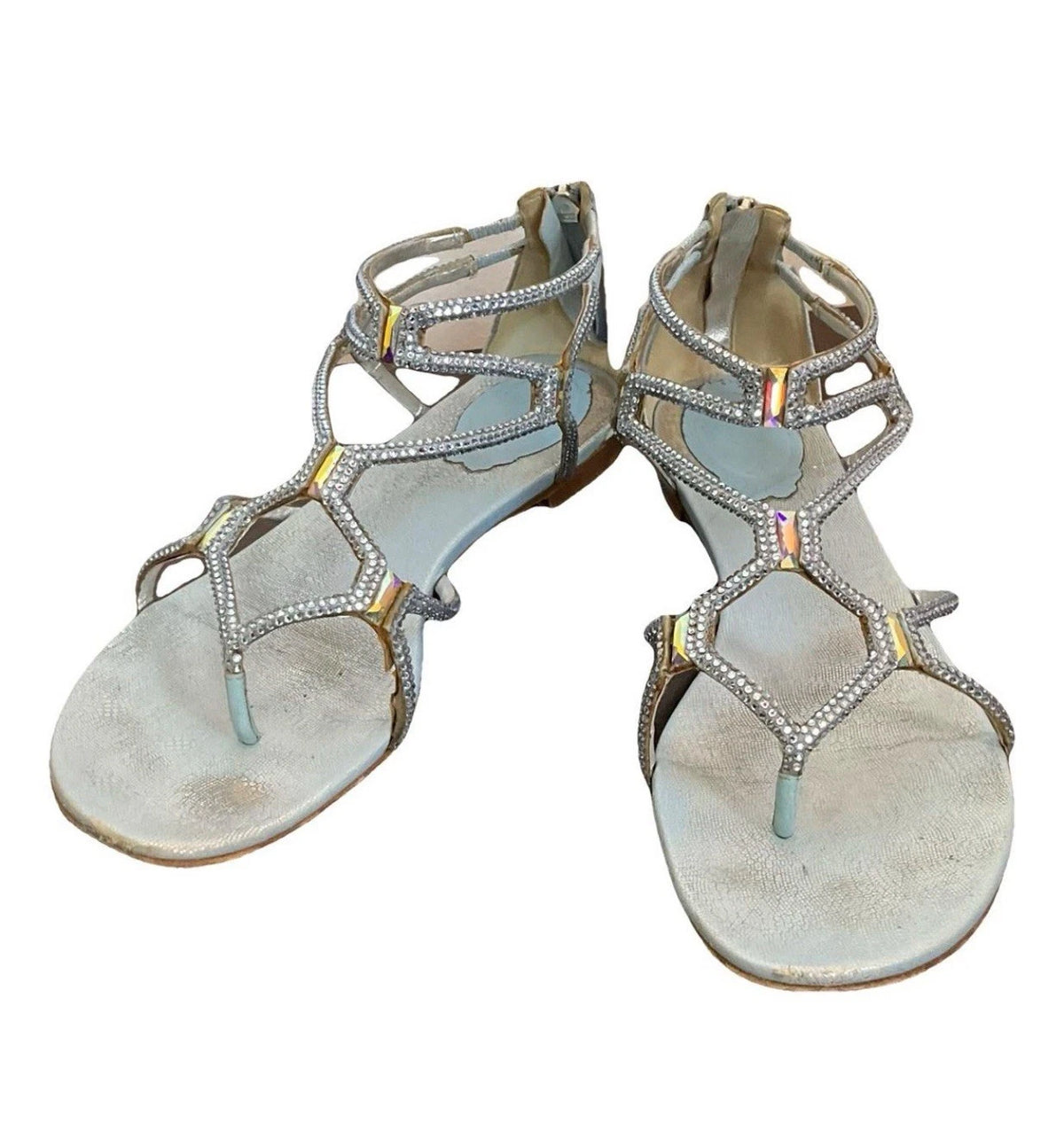 René Caovilla Crystals Swarovski Crystals Embellished Sandals Size 36.5 ladies