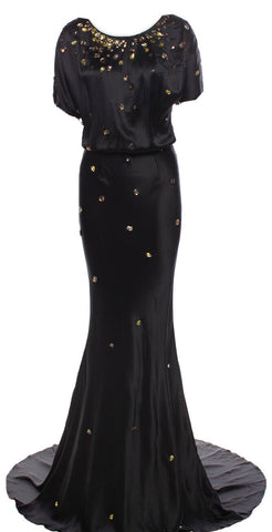 OSCAR DE LA RENTA RARE GOWN Black Crystals Embellished DRESS Size XS ladies