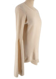 THE ROW "DARCY" IVORY CASHMERE SILK BELL SLEEVE SWEATER PULLOVER JUMPER TOP SZ S ladies