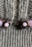 Iconic Chanel 2008 Fall Grey Embellished Cashmere Jumper Sweater FR 44 ladies