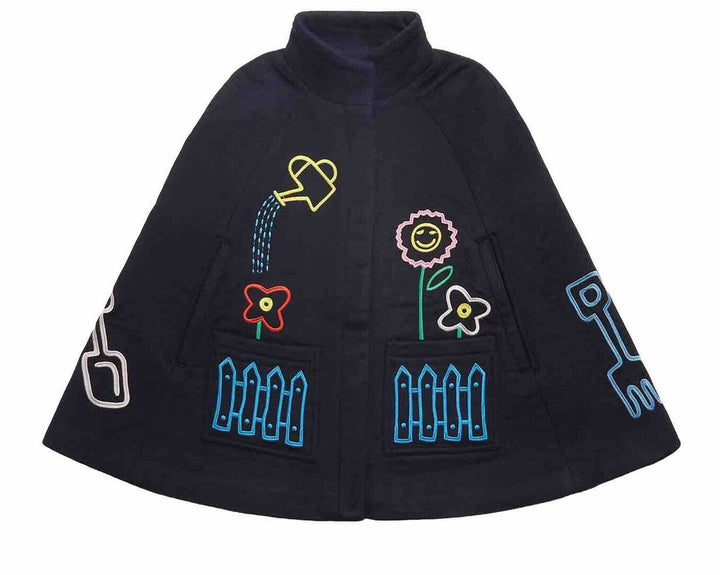 STELLA MCCARTNEY KIDS 2023 GIRLS’ Wool Embroidered Cape Coat Size 10 years children
