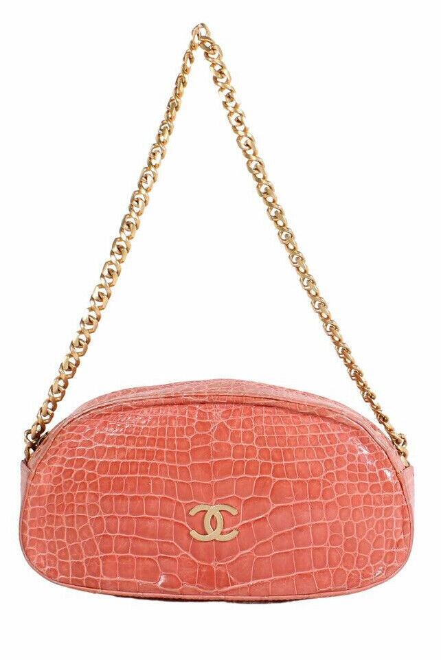 CHANEL Rare Vintage Pink Crocodile Alligator Bag Handbag ladies