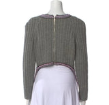 Iconic Chanel 2008 Fall Grey Embellished Cashmere Jumper Sweater FR 44 ladies