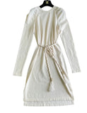 $3150 CHANEL 18C PARIS GREECE WHITE BELTED CASHMERE DRESS SIZE F 36 S Small UK 8 ladies