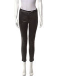 BRUNELLO CUCINELLI BLACK LEATHER CROPPED TROUSERS PANTS SIZE I 40 US 4 UK 8 ladies