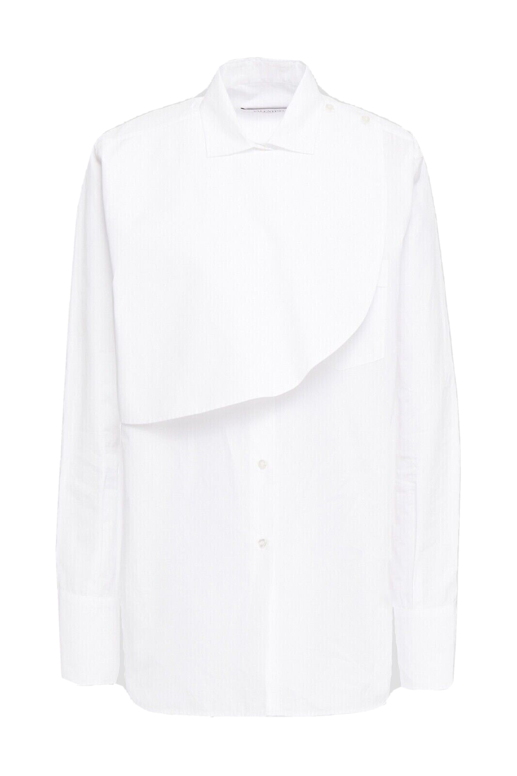 Valentino White Cotton Neck Layered Detail Oversized Shirt Size I 44 UK 12 US 8 ladies