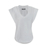 Isabel Marant Women's White V-Neck Cap Sleeve T-Shirt Top Size M medium ladies