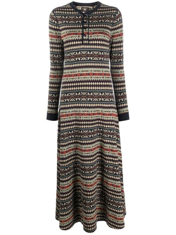 Ralph Lauren RRL Henley fair isle-print Knit maxi dress Size US 2 UK 6 XS ladies