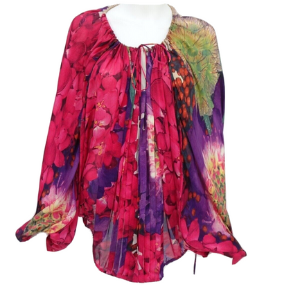 ROBERTO CAVALLI silk floral print amazing 2008 tunic top Size I 40 UK 8 US 4 S ladies