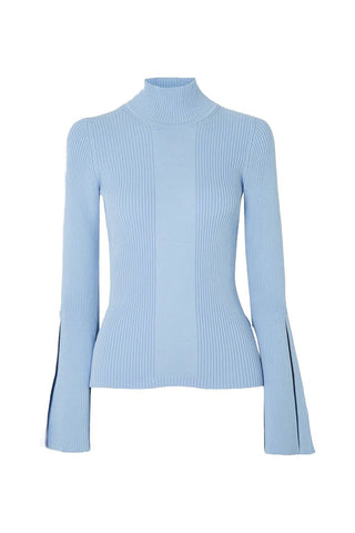 Safiyaa Cherine Ribbed-knit Turtleneck In Light Blue Jumper Sweater Size S ladies