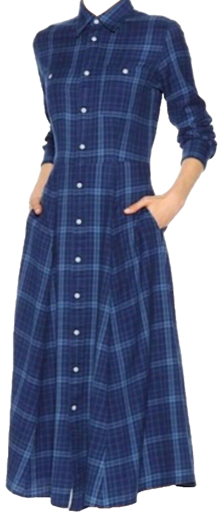 Polo Ralph Lauren Plaid Twill Cotton Shirtdress - Indigo S Polo Ralph Lauren Plaid Twill Cotton Shirtdress - Indigo S