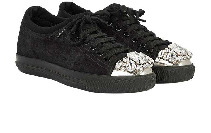 Miu Miu Suede crystal cap toe sneakers Trainers Size 35 US 5 UK 2 ladies