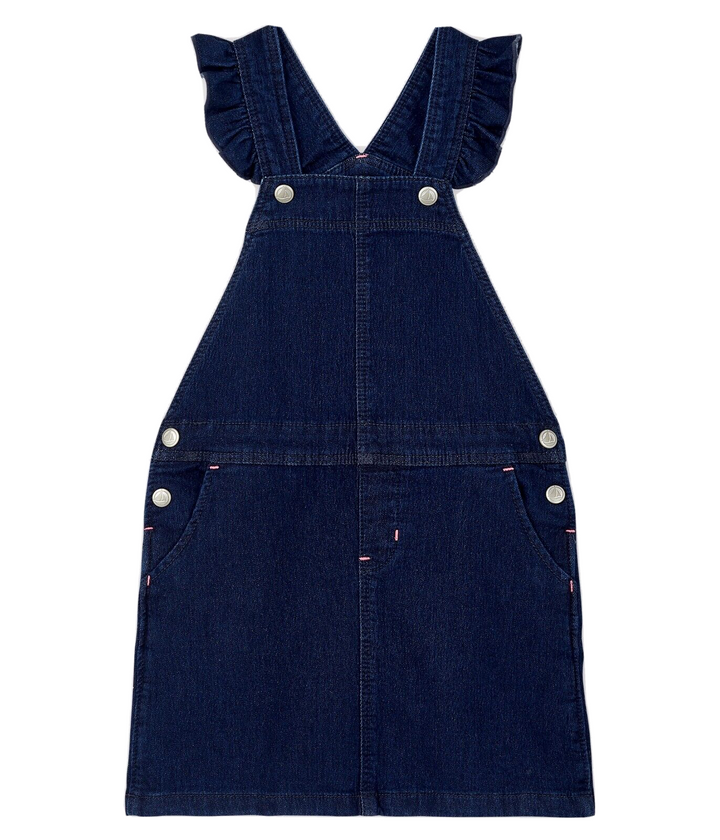 PETIT BATEAU Girls Navy Dungaree Denim Dress Size 8 years 128 cm children