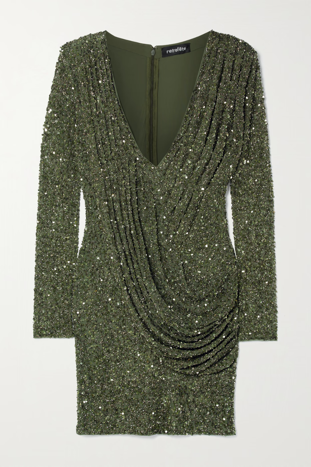 Retrofête Yael Sequin Tull Draped Mini Dress Size S small ladies