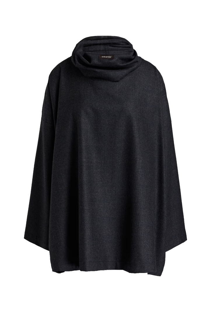 ESKANDAR Navy Cashmere Silk Wool Oversized Turtleneck Size 0 One Size LADIES