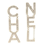 CHANEL XL Crystal Cha-Nel Logo Drop Earrings ladies