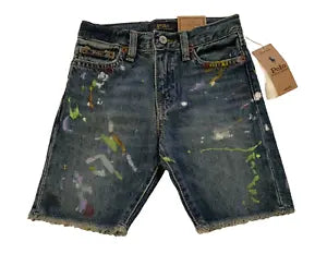 Polo Ralph Lauren Boys Paint-Splatter Sullivan Slim Denim Short Size 5 years children