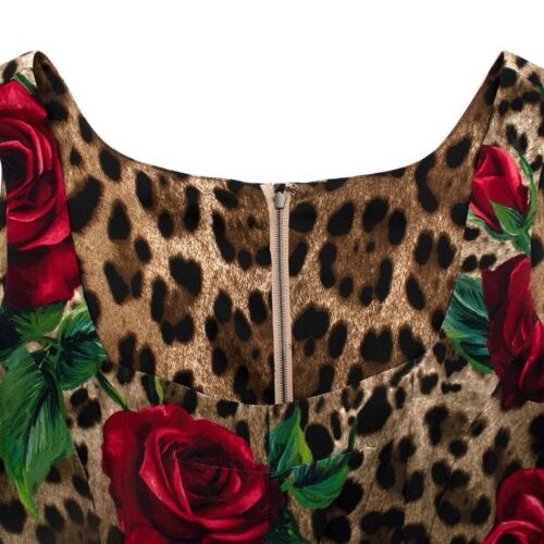 Dolce & Gabbana Leopard & Rose Print Bodycone Dress Size I 38 UK 6 US 2 XS ladies