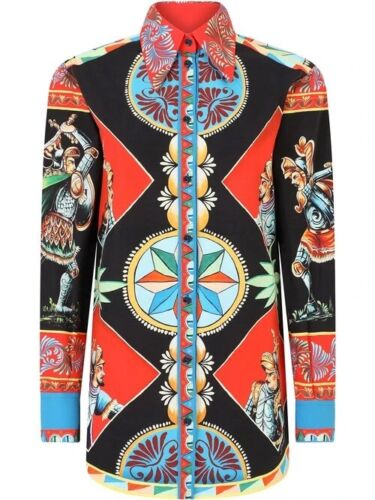 Dolce & Gabbana 2023 printed long collar shirt - Black Size I 44 UK 12 US 8 ladies