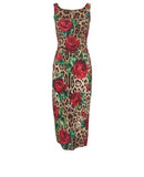 Dolce & Gabbana Leopard & Rose Print Bodycone Dress Size I 38 UK 6 US 2 XS ladies