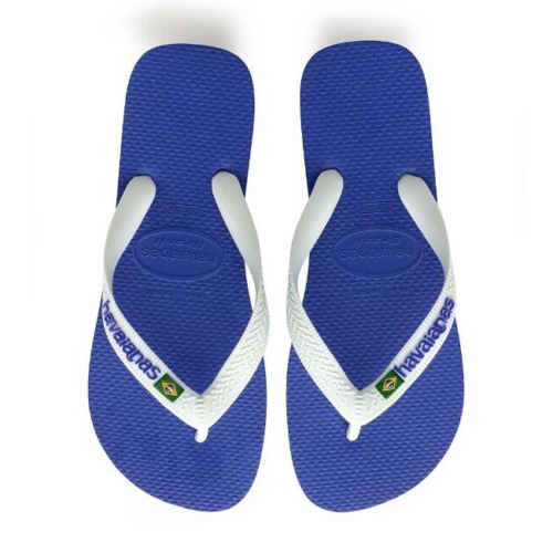 Havaianas Kids Brasil Logo Sandal - Marine Blue White Size 39-40 children