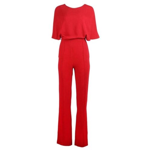 Valentino Red Backless Draped Silk Crepe Jumpsuit Size M medium ladies