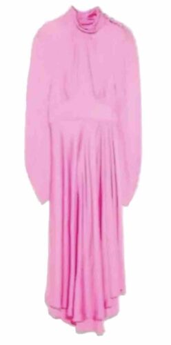Zara Pink Satin High Neck Midi Dress With Jewel Buttons Size S Small l Afashionistastore Zara Pink Satin High Neck Midi Dress With Jewel Buttons Size S Small l Afashionistastore