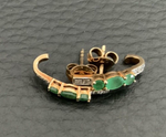 Vintage 50's-60's 18ct 9ct Yellow Gold Emeralds and Diamonds Half Hoop Earrings ladies