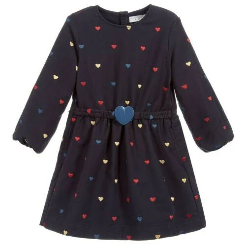 Stella McCartney KIDS Girls' Blue Hearts Embroidered Dress SIZE 8 years children