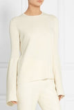 THE ROW "DARCY" IVORY CASHMERE SILK BELL SLEEVE SWEATER PULLOVER JUMPER TOP SZ S ladies