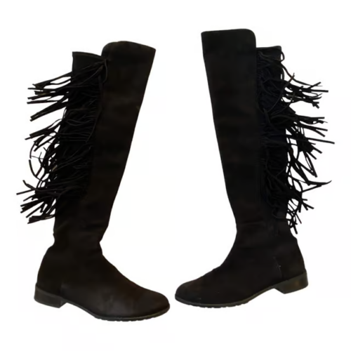 STUART WEITZMAN Suede Leather Mane Fringe Boots Size 38.5 UK 5.5 US 8.5 ladies